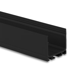 Aluminum surface-mounted profile type DXA6 200 cm, high, powder-coated black RAL 9005 for LED strips up to 24 mm