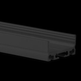 Profilé aluminium en saillie type DXA4 200 cm, plat, revêtement par poudre noir RAL 9005 pour bandes LED jusquà 24 mm