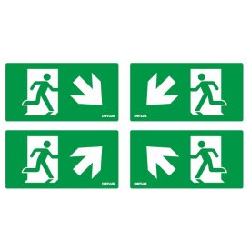 DOTLUX Extended pictogram set arrow diagonal (4 pieces) for LED emergency light EXIT (article 5406)