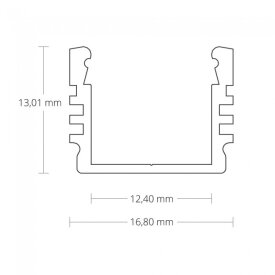 Alu-Aufbau-Profil Typ 2 200 cm pulverbeschichtet weiß RAL 9010 für LED-Streifen bis 12 mm