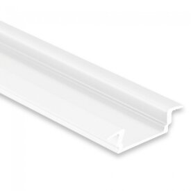 Aluminum recessed profile type DXE8 200 cm, flat, wing, powder coated white RAL 9010 for LED strips up to 12 mm