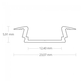 Alu-Einbau-Profil Typ 5 200 cm, flach, Flügel, pulverbeschichtet schwarz RAL 9005 für LED-Streifen bis 12mm