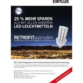 DOTLUX LED-Straßenlampe RETROFITastrodim E27 18 Watt warmweiß 135 SMD 2835 LEDs einseitig abstrahlend 270°